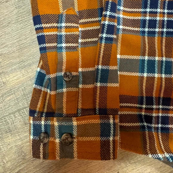 Duluth Women’s Plaid Flannel, Orange/Blue/White, Medium - Picture 4 of 6